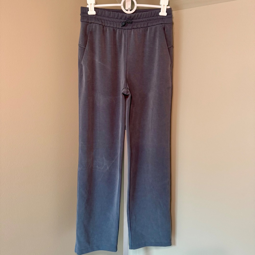 Lululemon Softstreme High Rise Straight Leg Pants Iron Blue Size 4 Toggle Waist